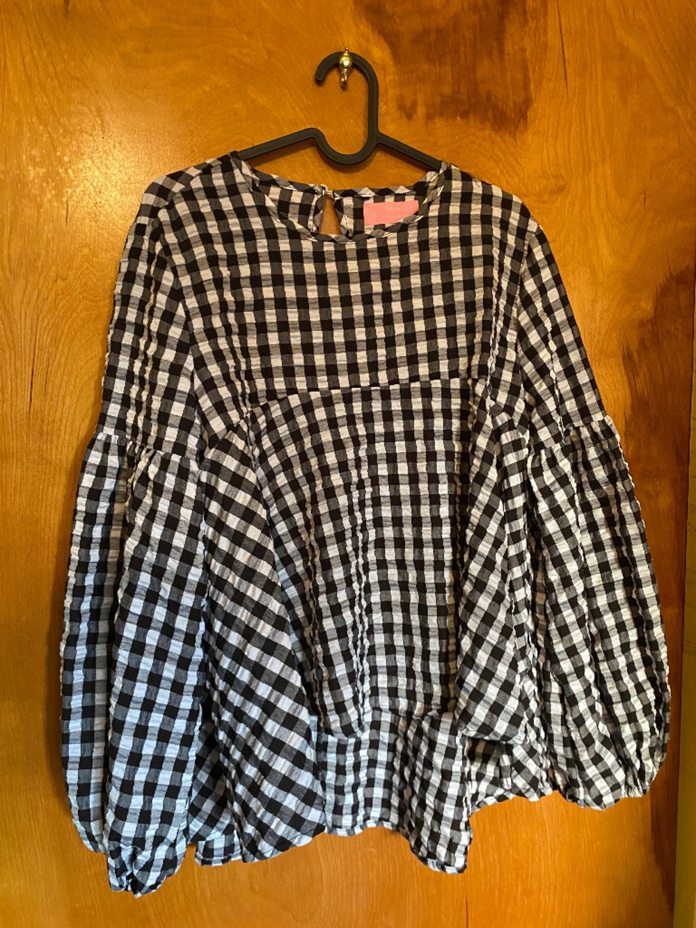 Flowy black and white gingham blouse